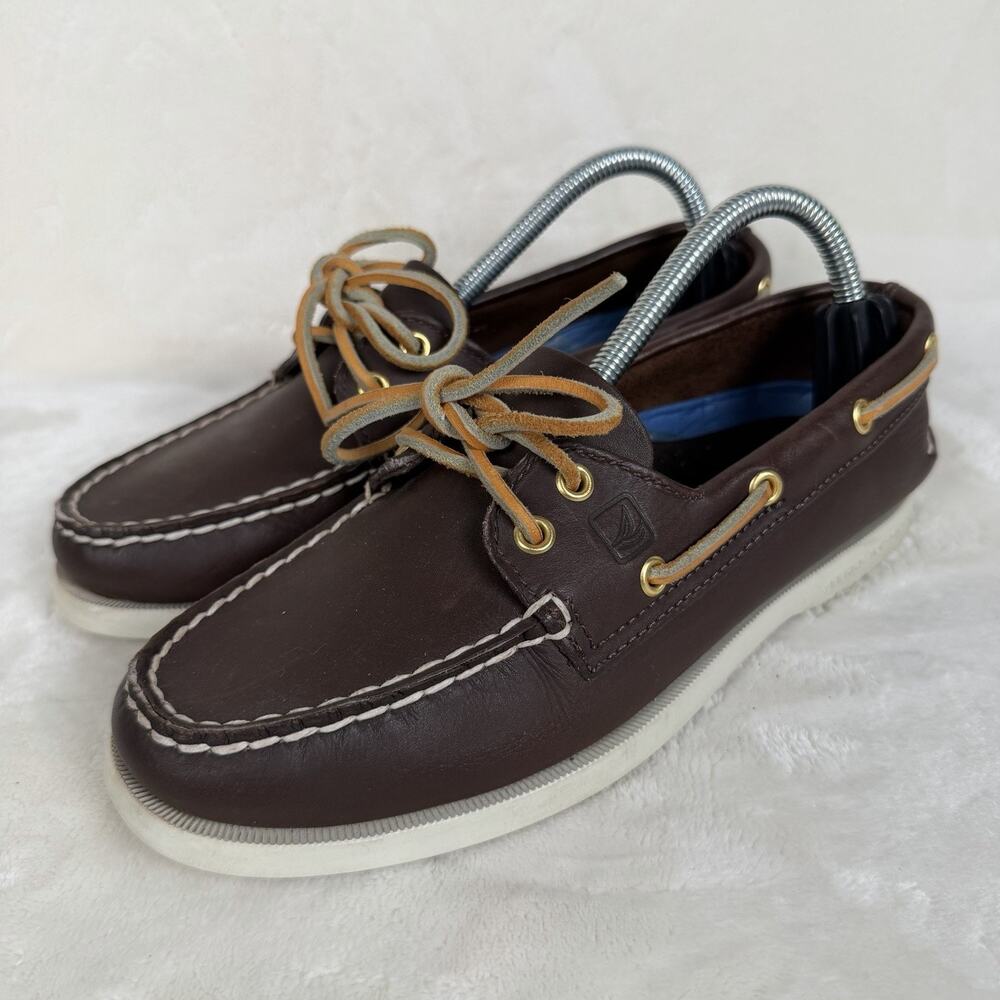 Sperry Top-Sider Authentic Original 2-Eye Brown Leather Boat Shoes Women’s 6M